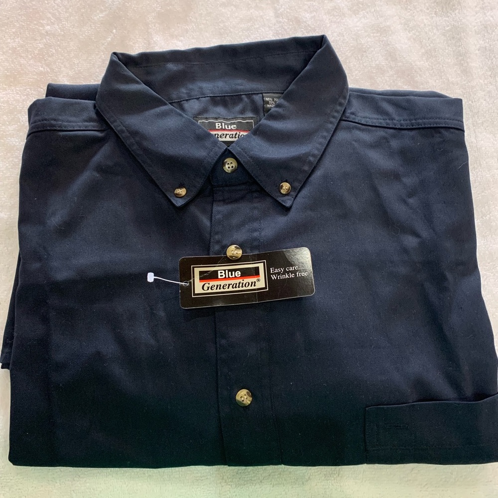 Mens Blue generation button down shirt, plus size
